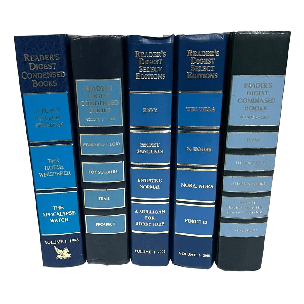 Lot of 5 Blue Reader's Digest Select Editions Condensed Books Decor Staging